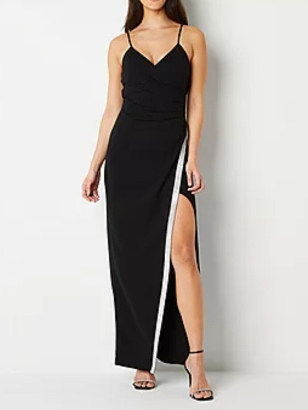 Emerald Sundae Black Maxi Dress with Silver Bling Bling Side Trim